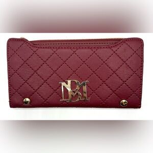 Badgley Mischka Quilted Burgundy Wallet with Gold Hardware